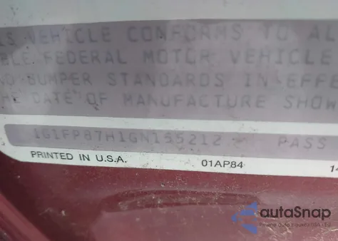 1986 Chevrolet Camaro from USA, damaged, VIN 1G1FP87H1GN155212